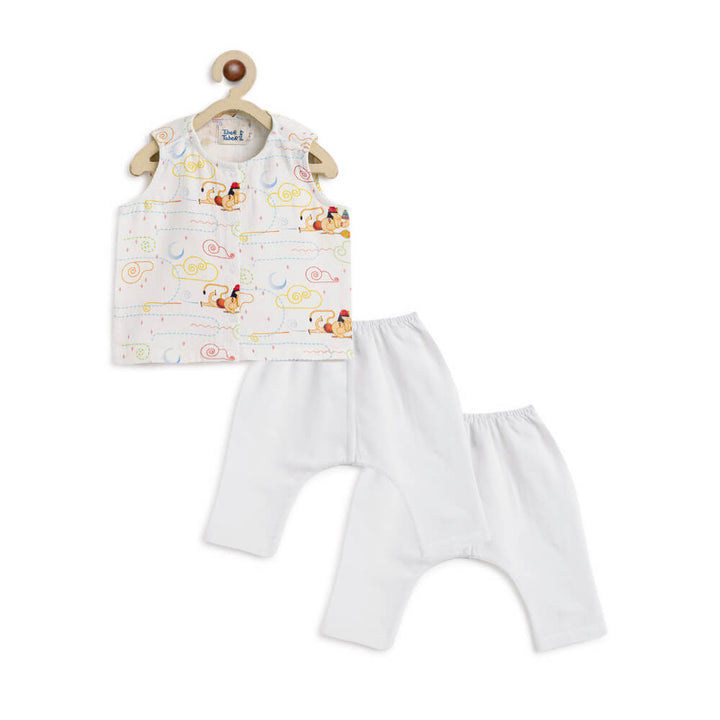 Tiber Taber Unisex Hanuman Blessings Jhabla Set-White