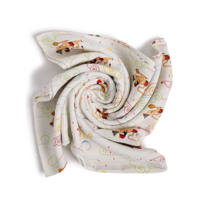 Tiber Taber Unisex Hanuman Blessings Swaddle-White