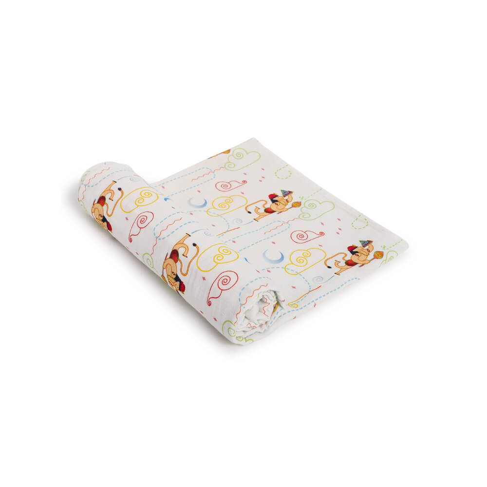 Tiber Taber Unisex Hanuman Blessings Swaddle-White