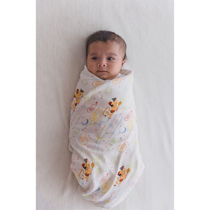Tiber Taber Unisex Hanuman Blessings Swaddle-White