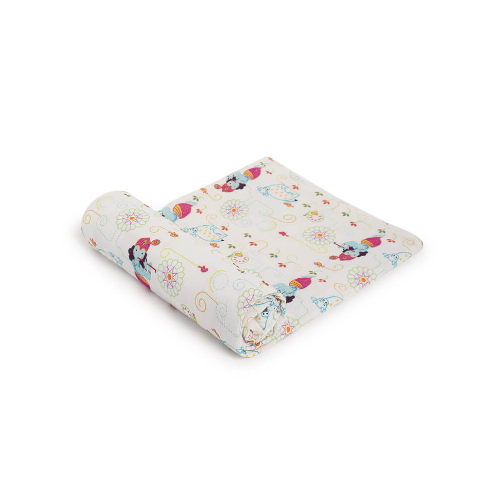 Tiber Taber Unisex Krishna Blessings Swaddle-White