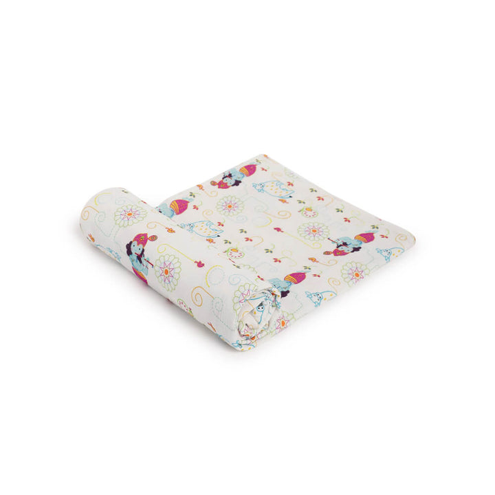 Tiber Taber Unisex Krishna Blessings Swaddle-White