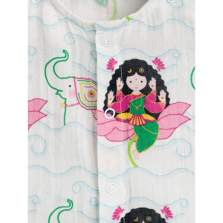 Tiber Taber Unisex Laxmi Blessings Jhabla Set-White