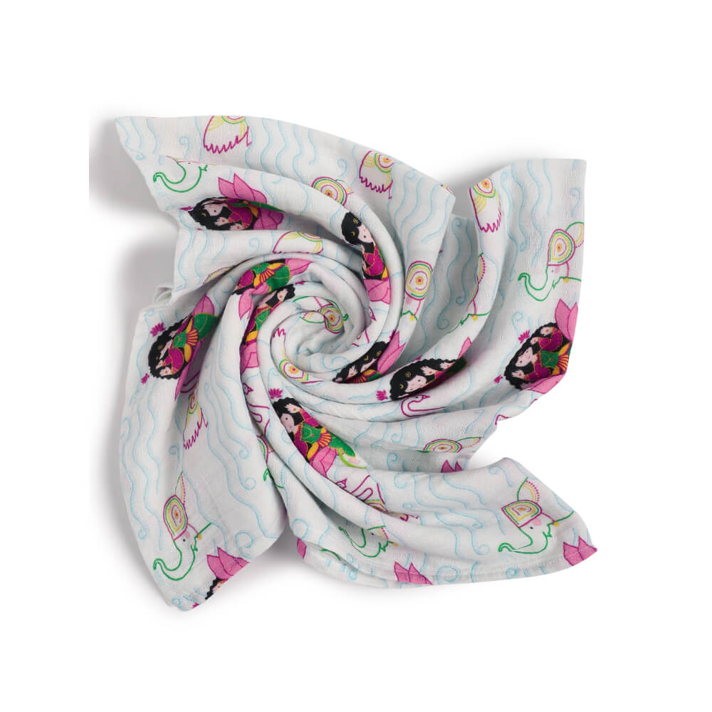 Tiber Taber Unisex Laxmi Blessings Swaddle-White