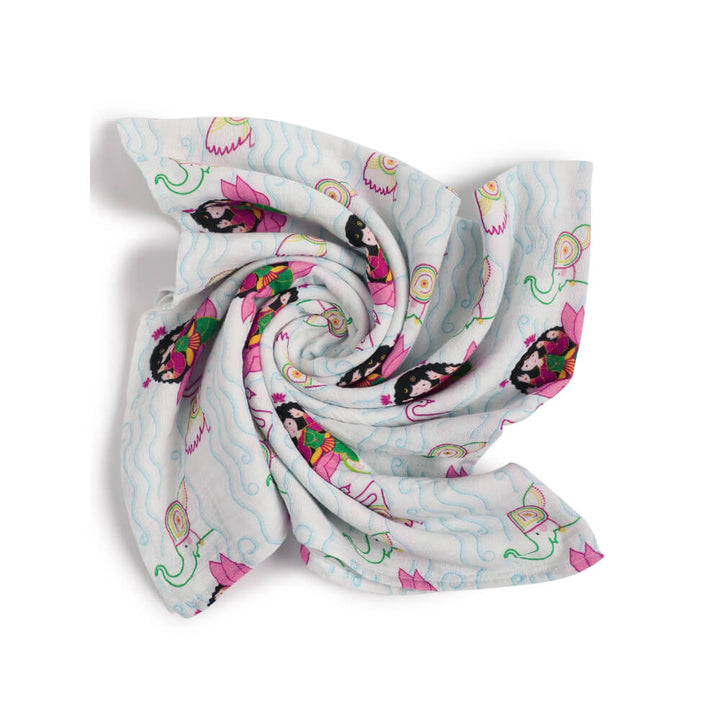 Tiber Taber Unisex Laxmi Blessings Swaddle-White