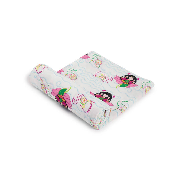Tiber Taber Unisex Laxmi Blessings Swaddle-White