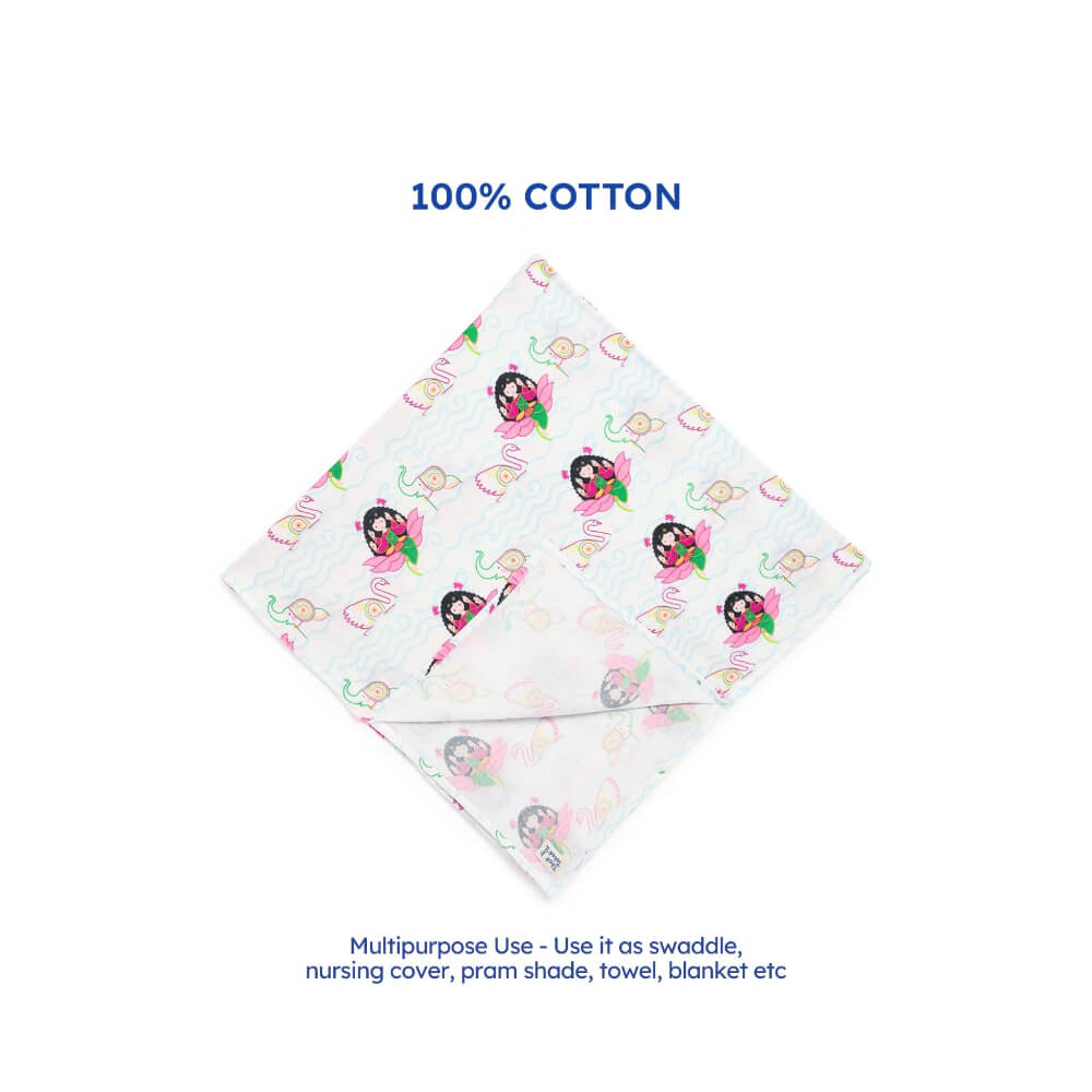 Tiber Taber Unisex Laxmi Blessings Swaddle-White