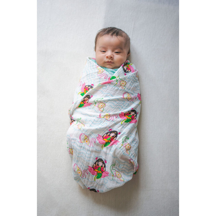 Tiber Taber Unisex Laxmi Blessings Swaddle-White