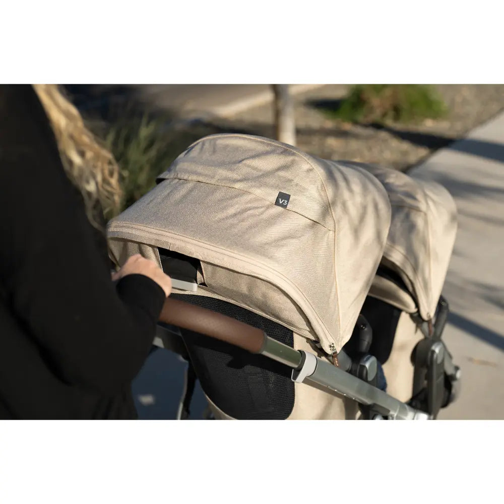 UPPAbaby RumbleSeat V3, Second Seat for Vista Stroller, Reversible &amp; Forward Facing, UPF 50+ Canopy, Adjustable Footrest, Up to 18.1 kg - Oat Melange