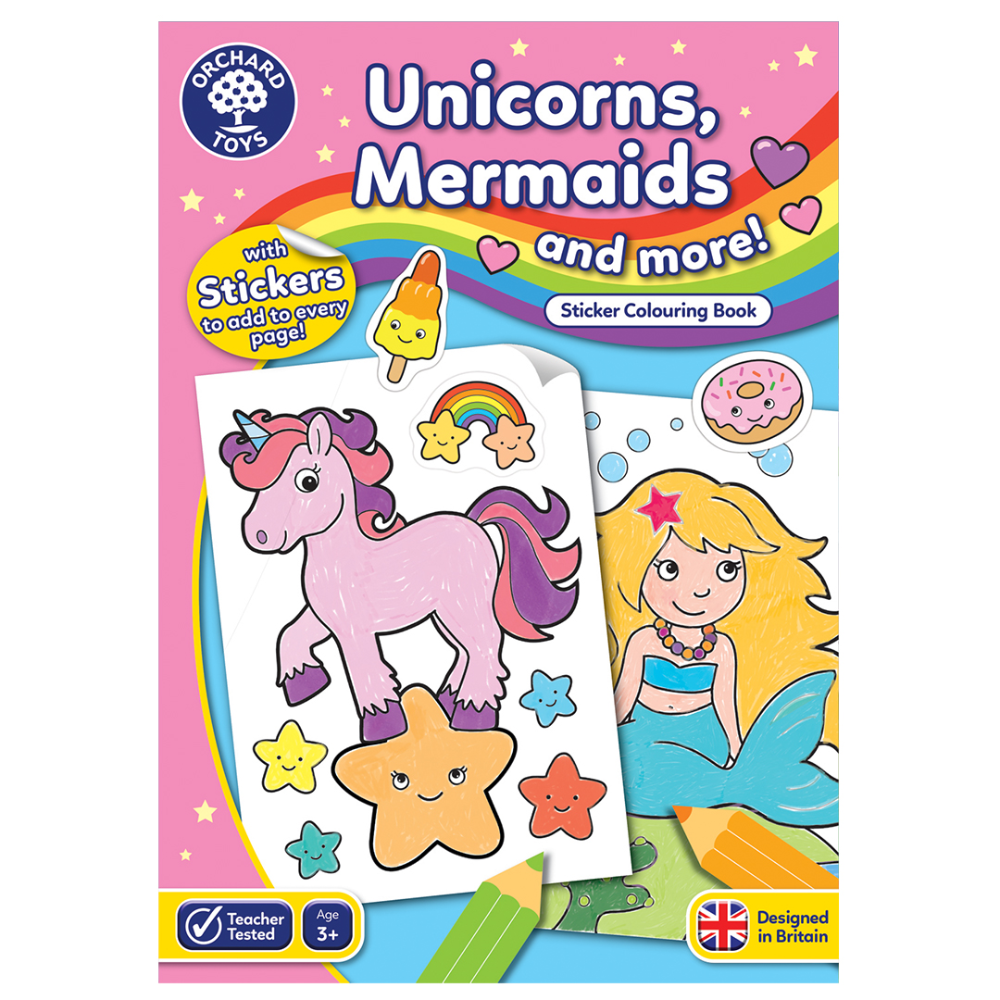 Orchard Toys Unicorns, Mermaids & More! Sticker Colouring Book