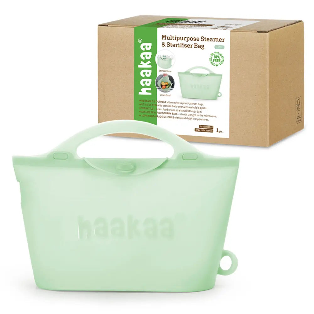 Haakaa Multipurpose Steamer &amp; Steriliser Bag – Microwave Sterilising &amp; Storage – Lime – 2000ml