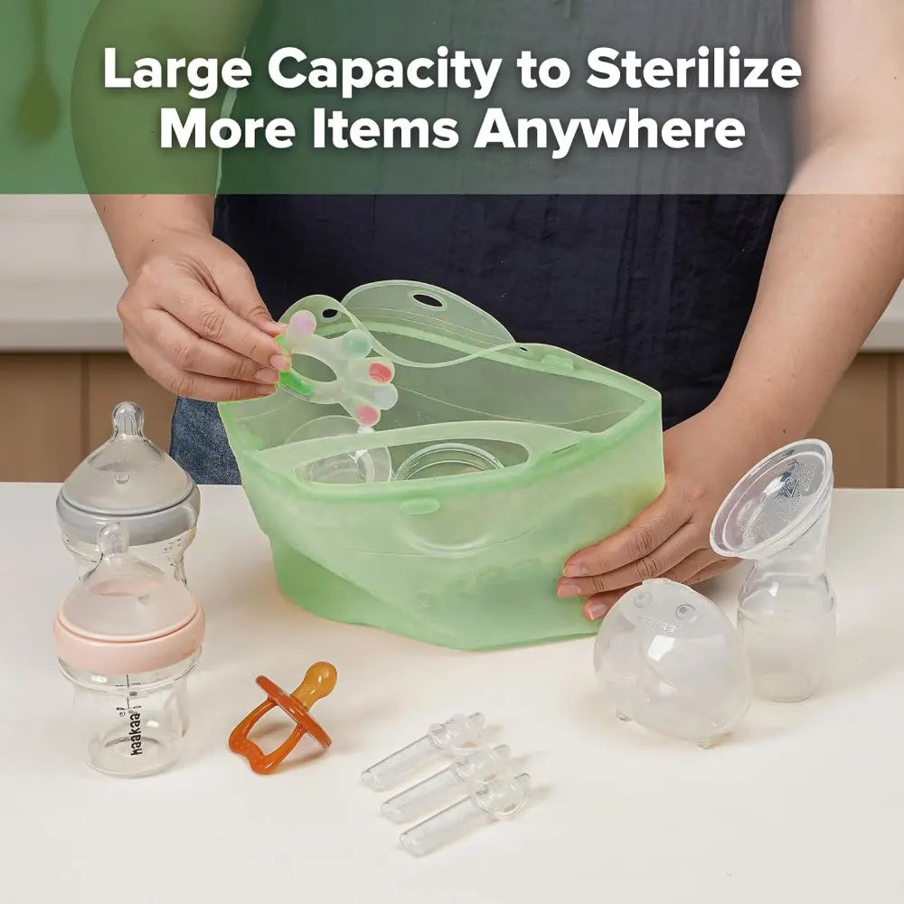 Haakaa Multipurpose Steamer &amp; Steriliser Bag – Microwave Sterilising &amp; Storage – Lime – 2000ml