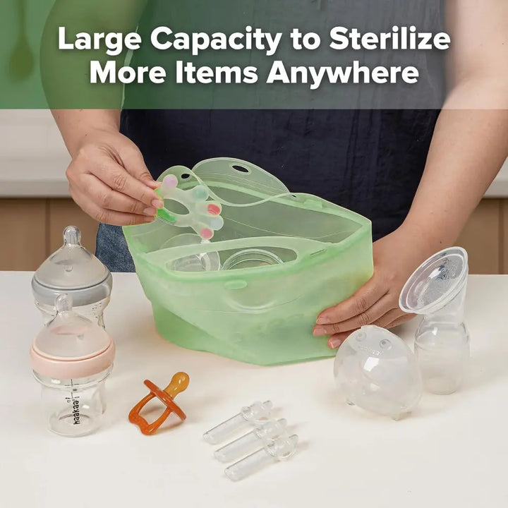 Haakaa Multipurpose Steamer &amp; Steriliser Bag – Microwave Sterilising &amp; Storage – Lime – 2000ml