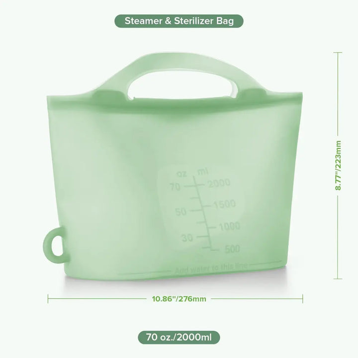 Haakaa Multipurpose Steamer &amp; Steriliser Bag – Microwave Sterilising &amp; Storage – Lime – 2000ml