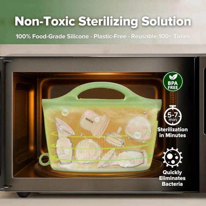 Haakaa Multipurpose Steamer &amp; Steriliser Bag – Microwave Sterilising &amp; Storage – Lime – 1250ml