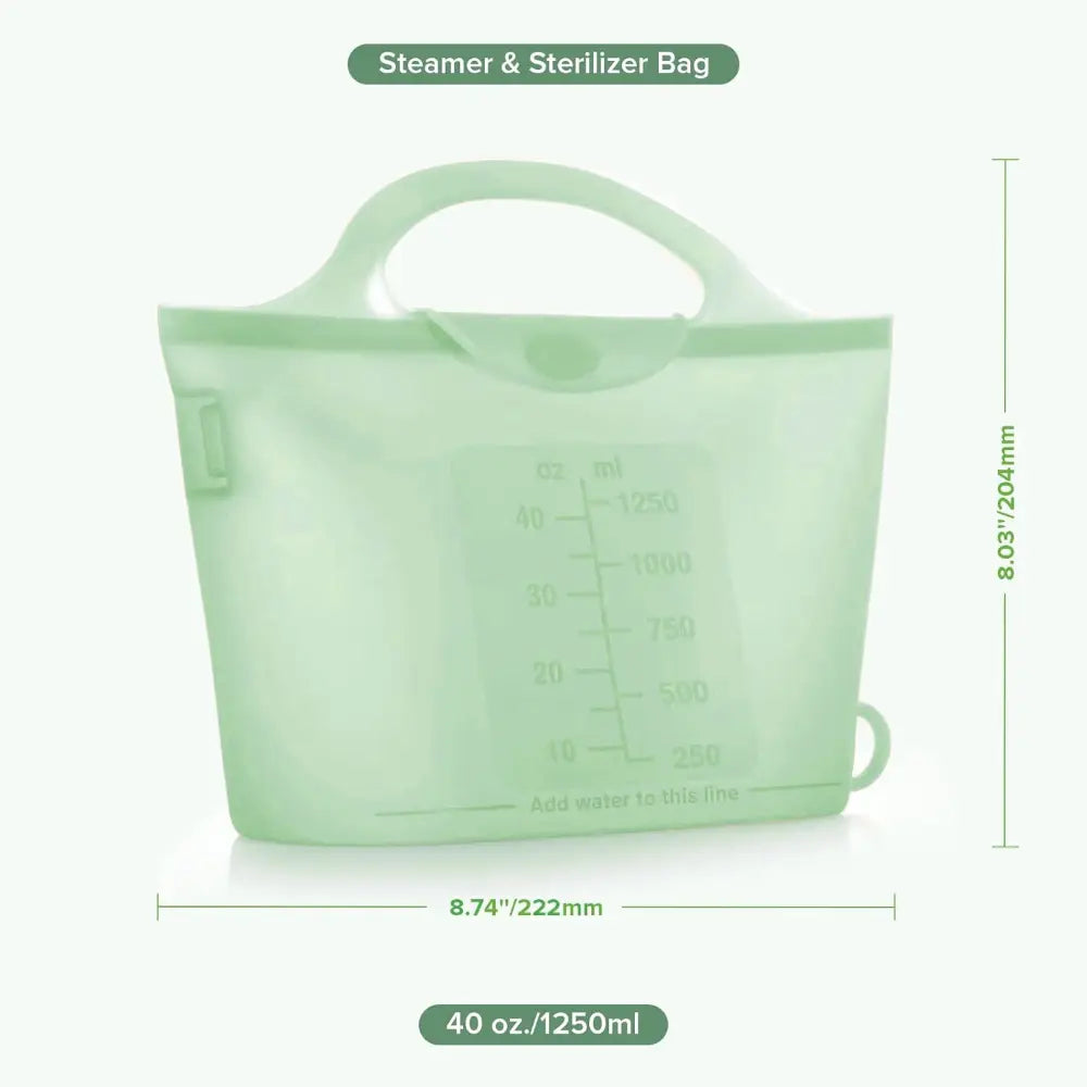 Haakaa Multipurpose Steamer &amp; Steriliser Bag – Microwave Sterilising &amp; Storage – Lime – 1250ml