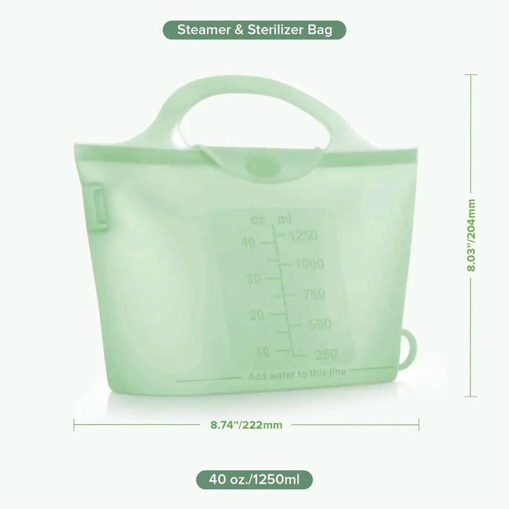 Haakaa Multipurpose Steamer &amp; Steriliser Bag – Microwave Sterilising &amp; Storage – Lime – 1250ml
