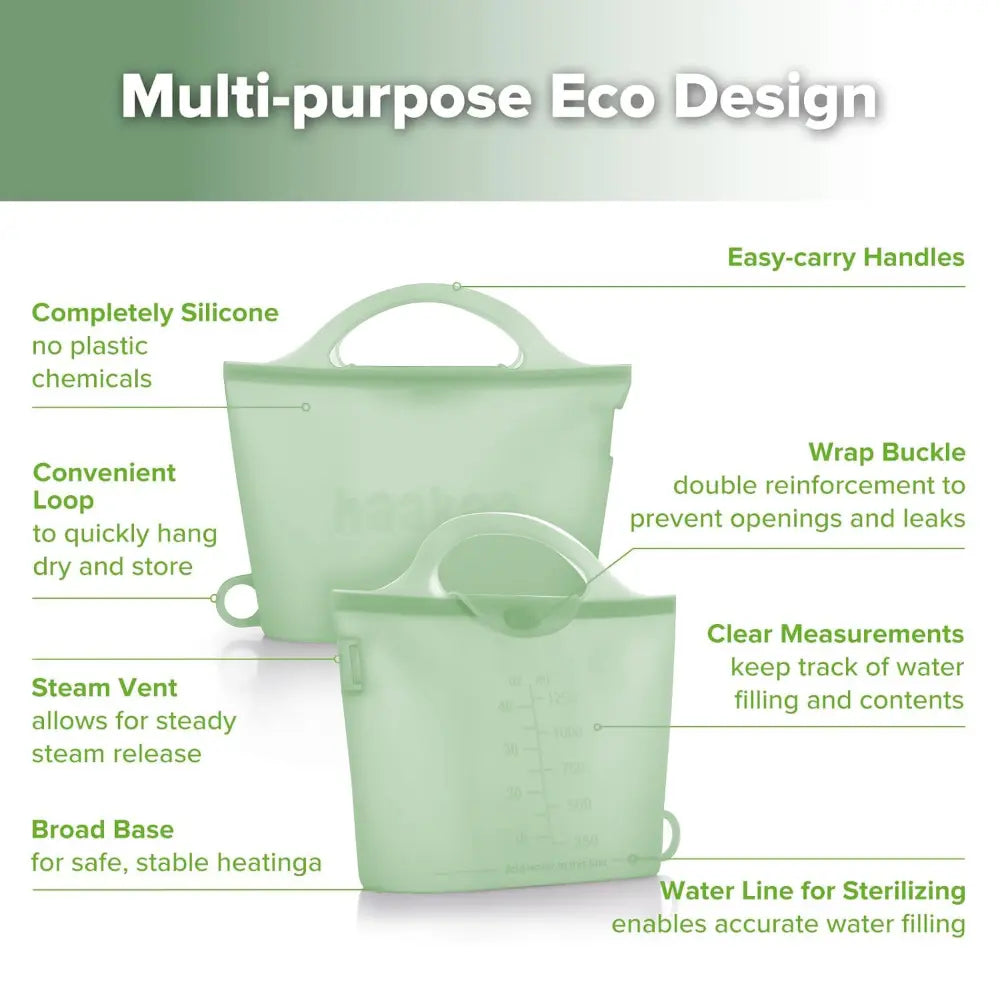 Haakaa Multipurpose Steamer &amp; Steriliser Bag – Microwave Sterilising &amp; Storage – Lime – 1250ml
