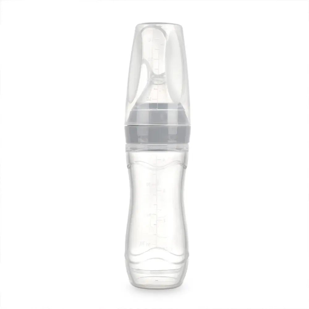 Haakaa Silicone Baby Food Dispensing Spoon – Mess-Free Feeding with Squeeze Handle – Grey