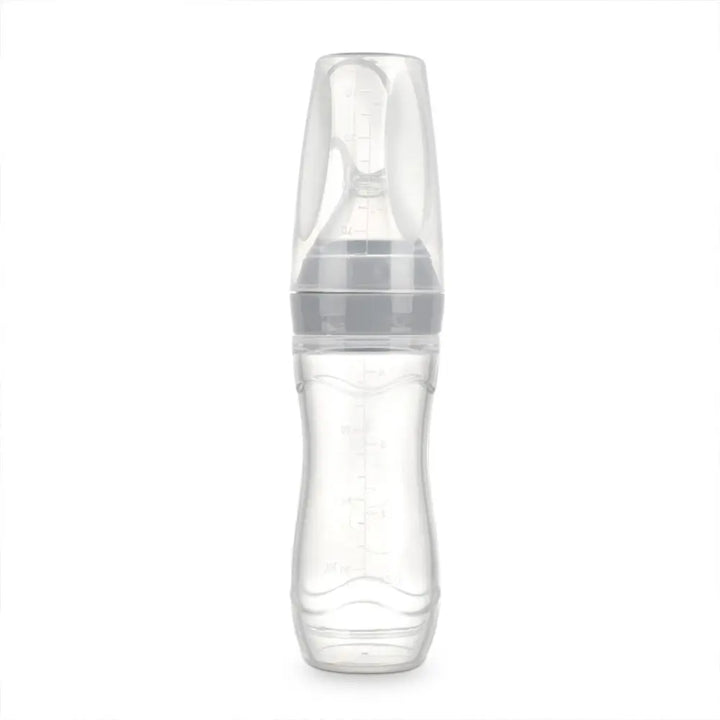 Haakaa Silicone Baby Food Dispensing Spoon – Mess-Free Feeding with Squeeze Handle – Grey