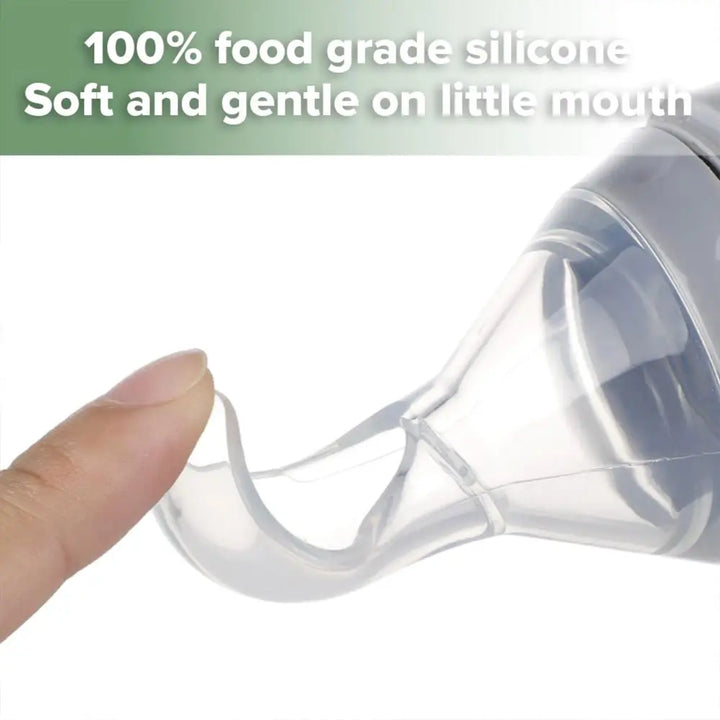 Haakaa Silicone Baby Food Dispensing Spoon – Mess-Free Feeding with Squeeze Handle – Peach