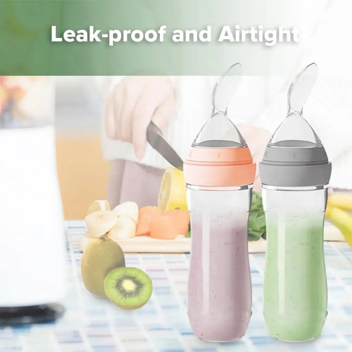 Haakaa Silicone Baby Food Dispensing Spoon – Mess-Free Feeding with Squeeze Handle – Peach