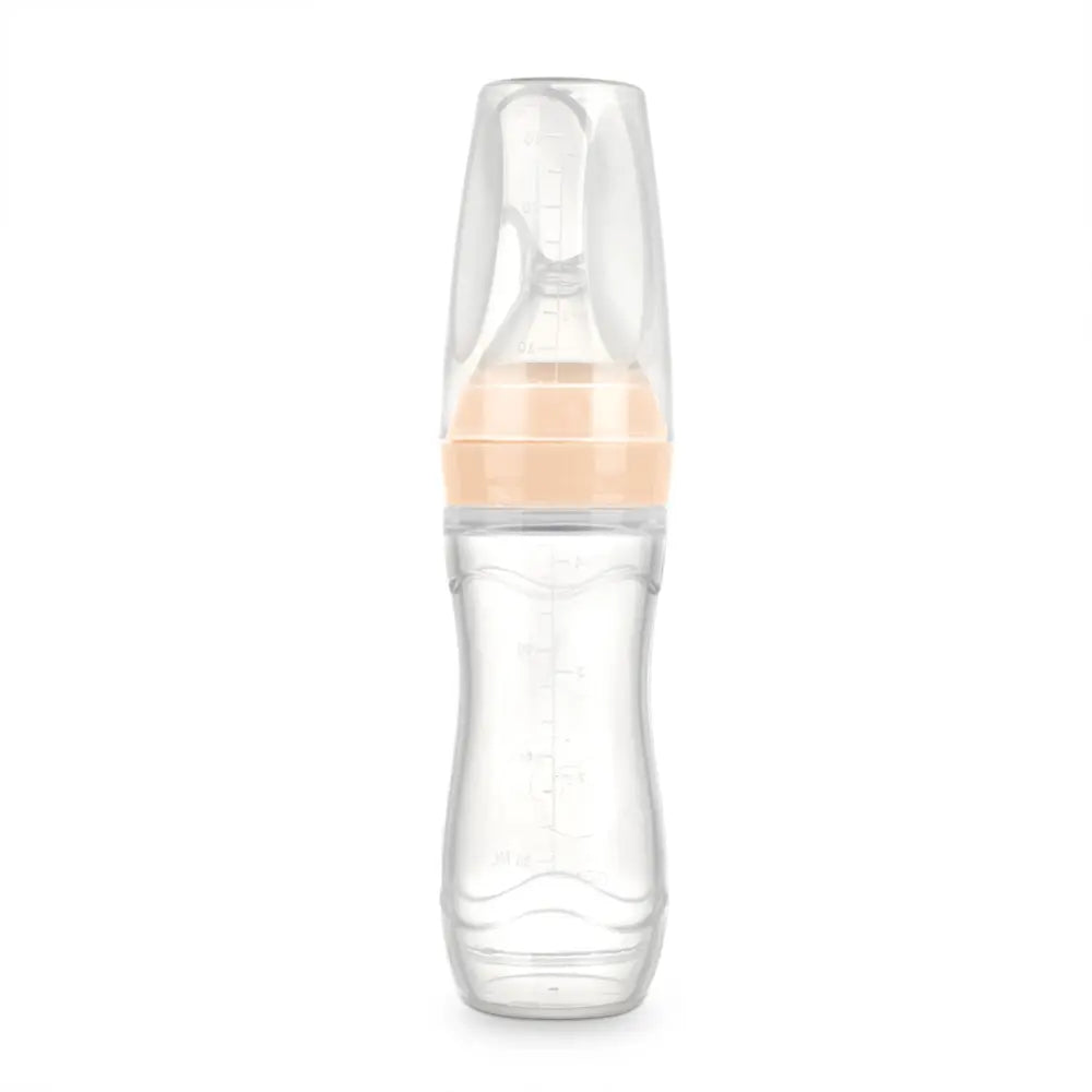 Haakaa Silicone Baby Food Dispensing Spoon – Mess-Free Feeding with Squeeze Handle – Peach
