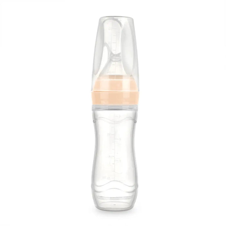 Haakaa Silicone Baby Food Dispensing Spoon – Mess-Free Feeding with Squeeze Handle – Peach