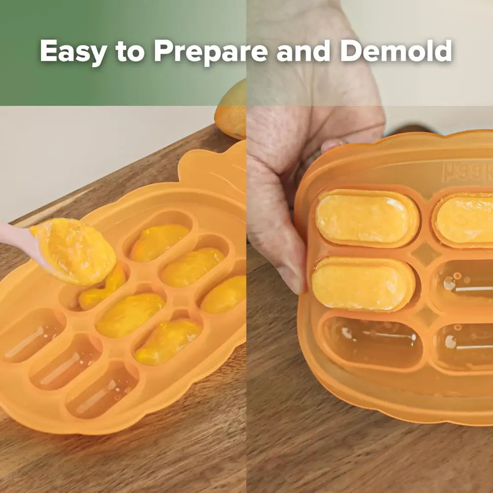 Haakaa Pineapple Silicone Nibble Tray – Safe Self-Feeding &amp; Teething Aid – Tangerine