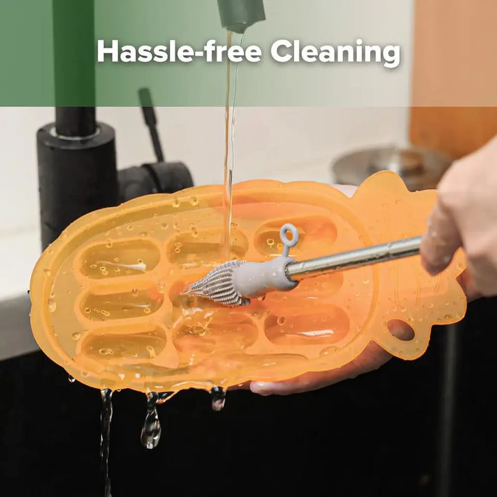 Haakaa Pineapple Silicone Nibble Tray – Safe Self-Feeding &amp; Teething Aid – Tangerine