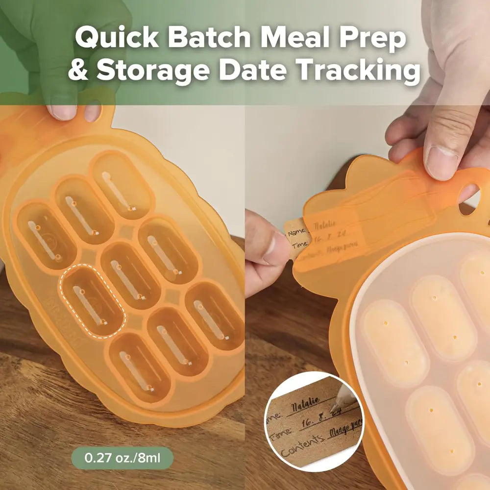Haakaa Pineapple Silicone Nibble Tray – Safe Self-Feeding &amp; Teething Aid – Tangerine