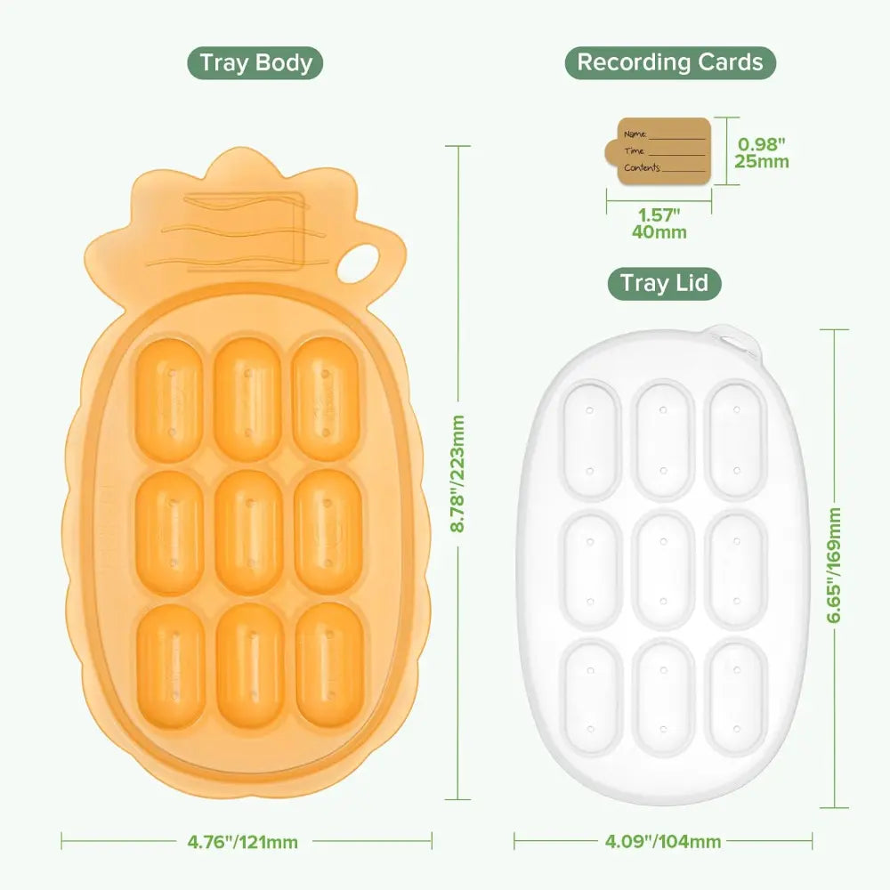 Haakaa Pineapple Silicone Nibble Tray – Safe Self-Feeding &amp; Teething Aid – Tangerine