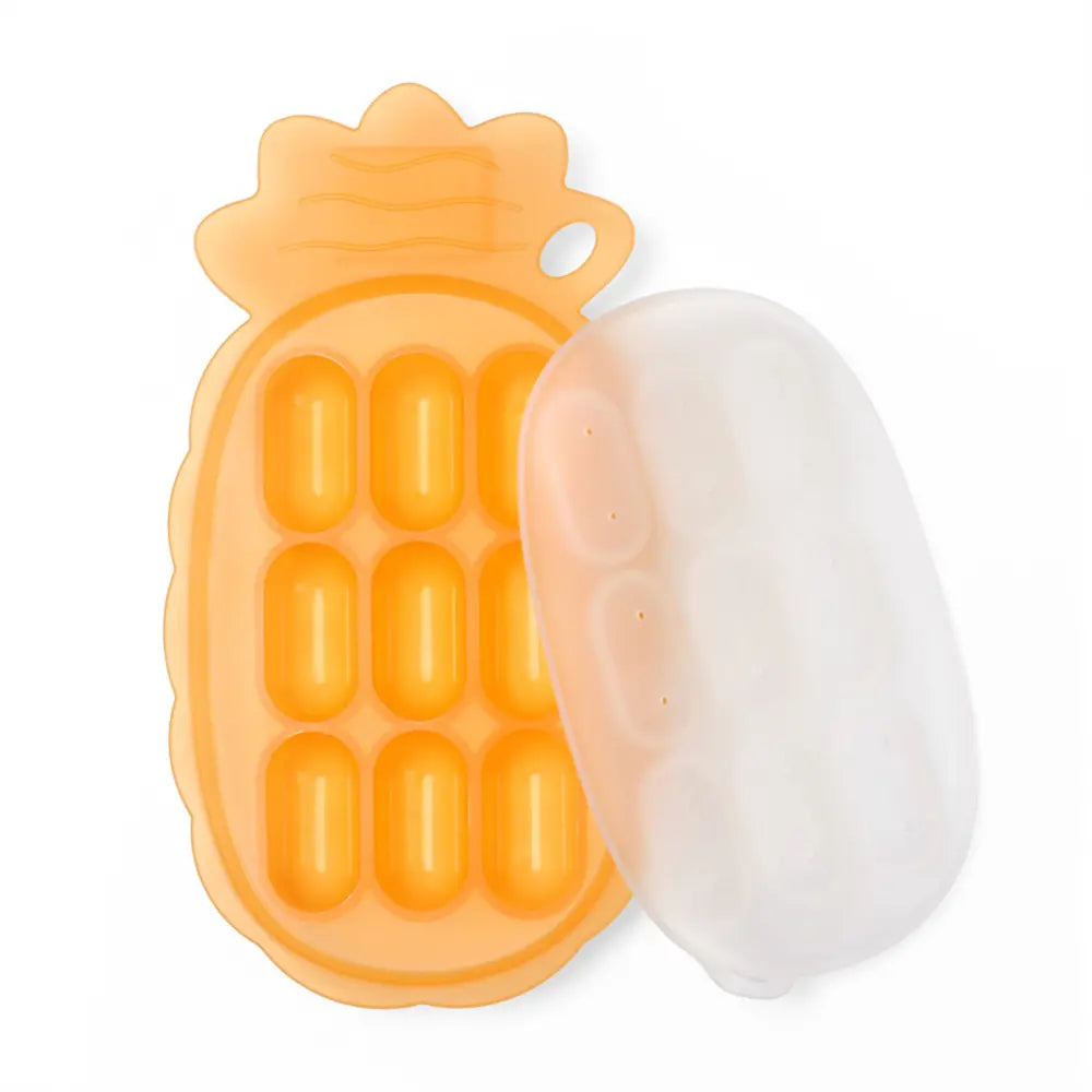 Haakaa Pineapple Silicone Nibble Tray – Safe Self-Feeding &amp; Teething Aid – Tangerine