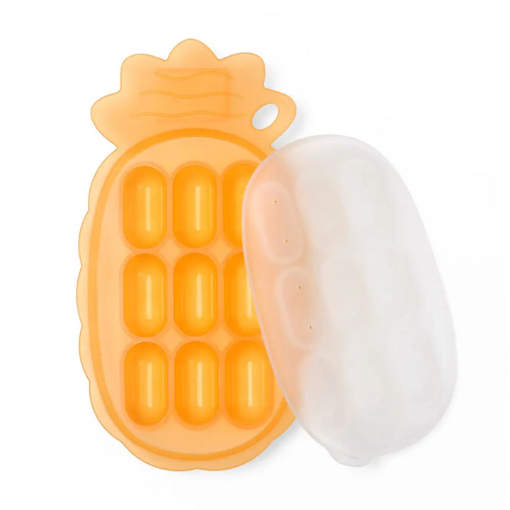 Haakaa Pineapple Silicone Nibble Tray – Safe Self-Feeding &amp; Teething Aid – Tangerine