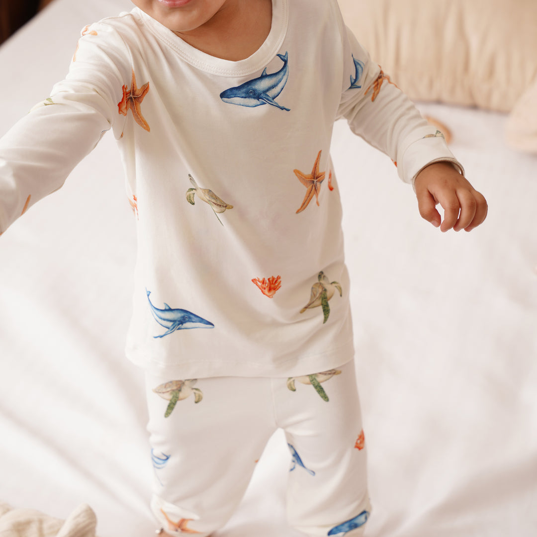 Bubz Bamboo Baby Long Co-rd Set - Soft Breathable Outfit - Under the Sea