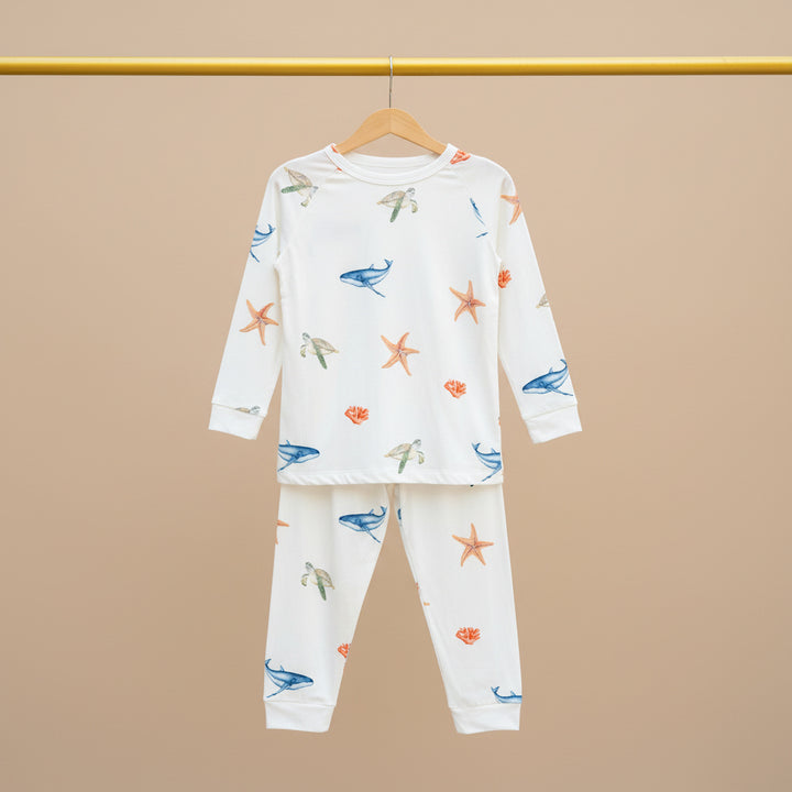Bubz Bamboo Baby Long Co-rd Set - Soft Breathable Outfit - Under the Sea