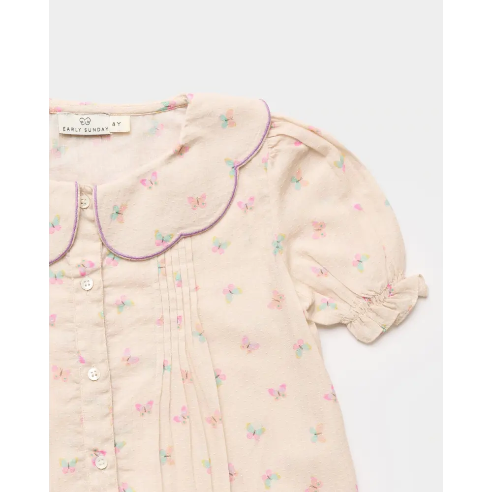 Early Sunday Camelia Blouse - Butterflies Print