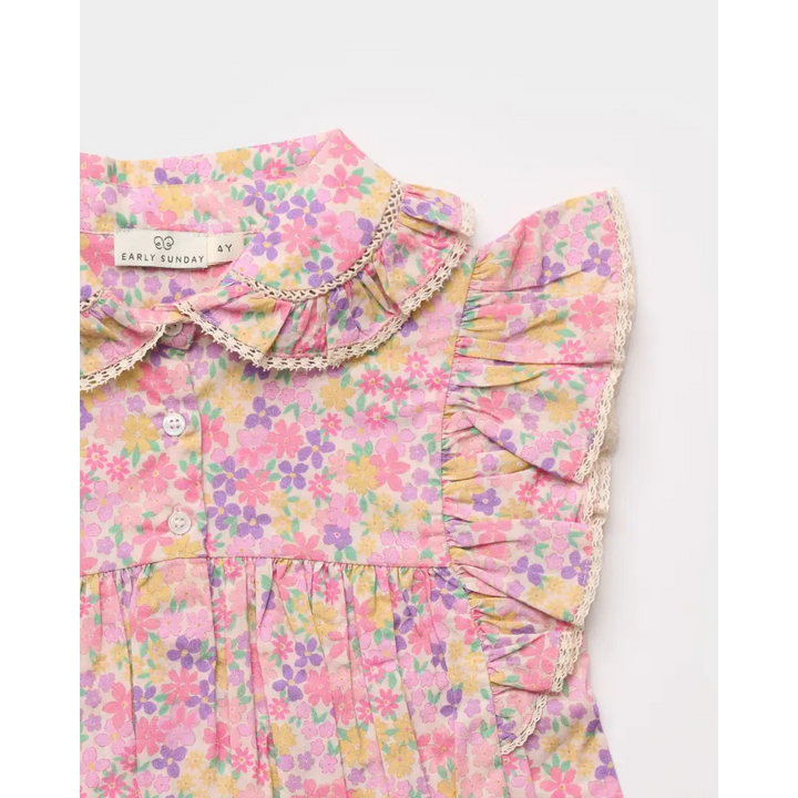 Early Sunday Charlie Blouse - Emma Floral Purple Print
