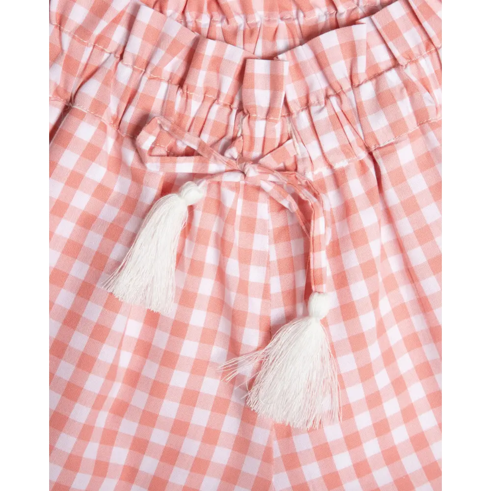Early Sunday Roman Cotton Gingham Check Short - Peony