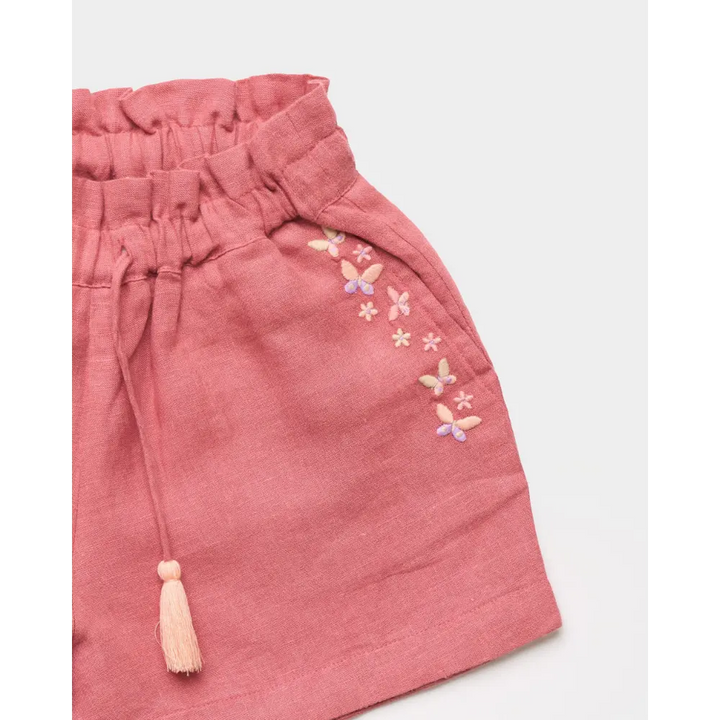 Early Sunday Roman Cotton Linen Dyed Fabric Short - Peony
