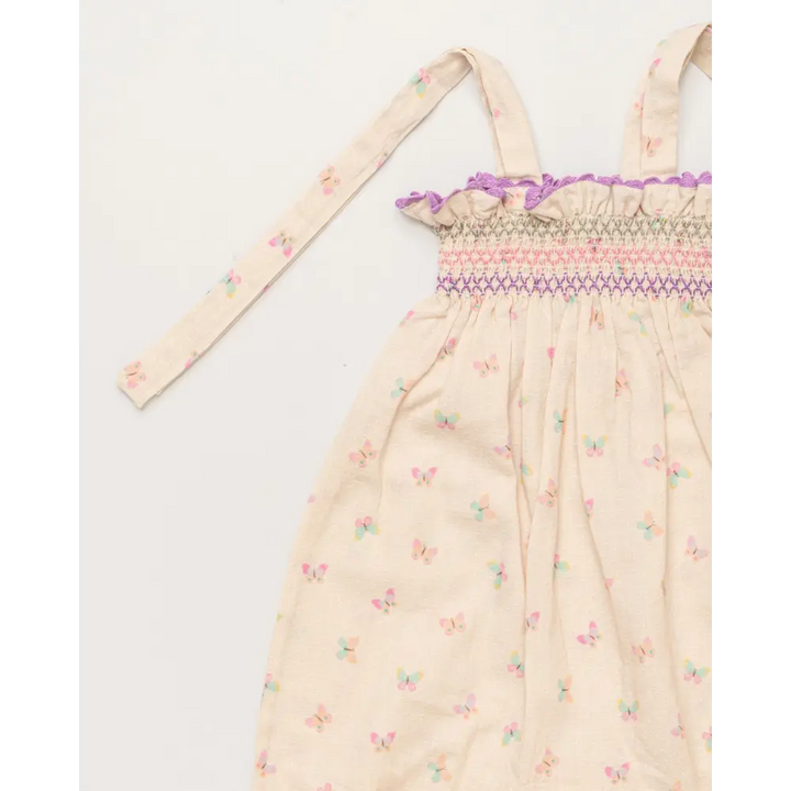 Early Sunday Audrey Overall Baby Romper - Butterfly Print