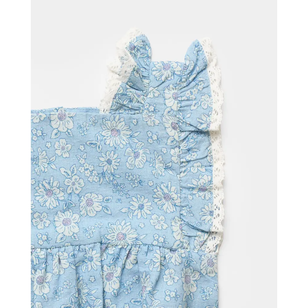 Early Sunday Eva Baby Romper - Tonal Floral Blue Print