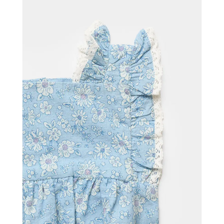 Early Sunday Eva Baby Romper - Tonal Floral Blue Print