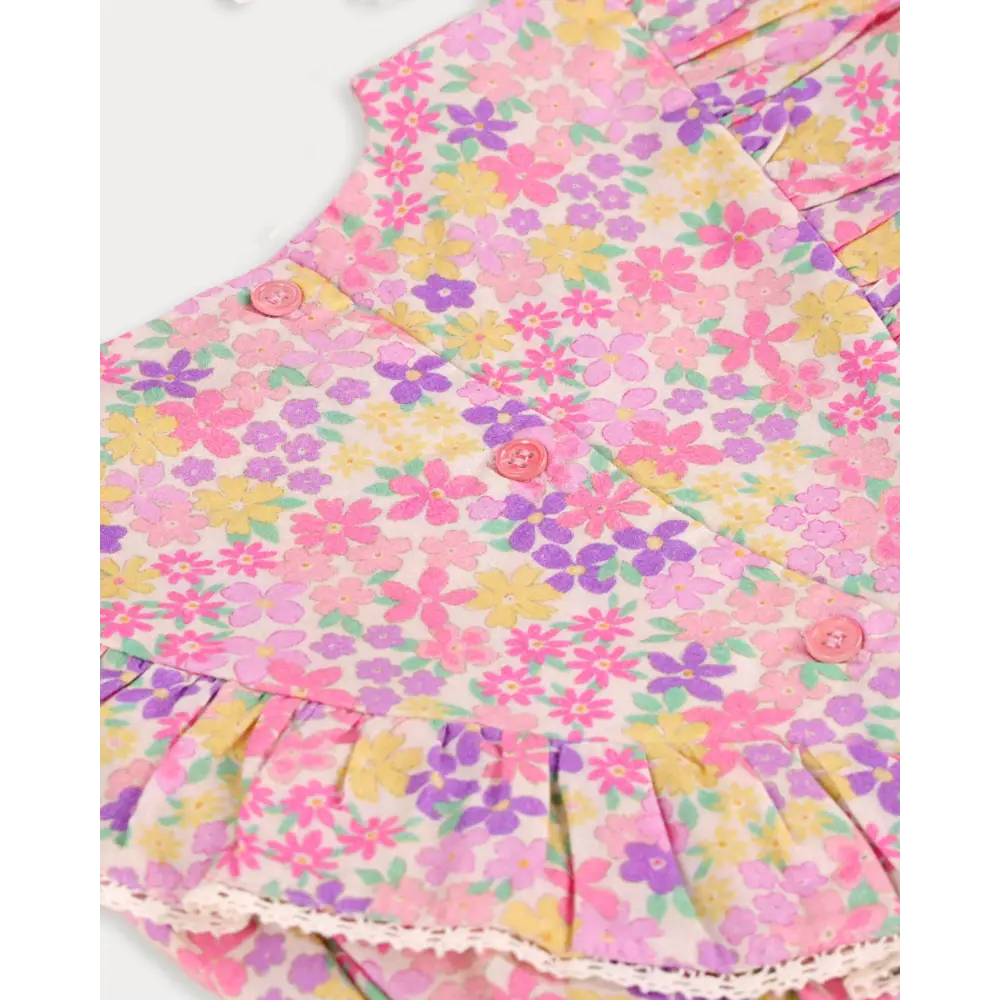 Early Sunday Lucy Baby Bubble Romper - Emma Floral Purple