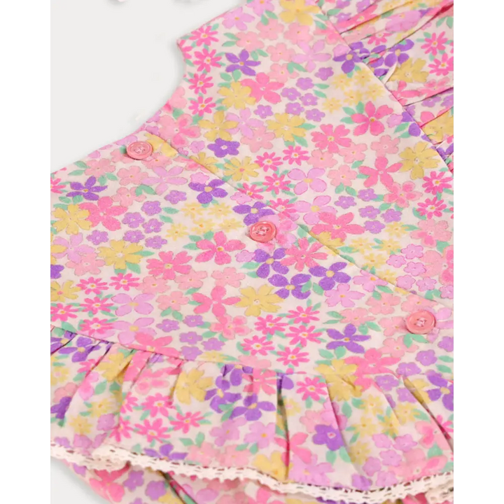 Early Sunday Lucy Baby Bubble Romper - Emma Floral Purple