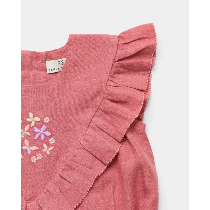 Early Sunday Lucy Baby Bubble Romper - Peony