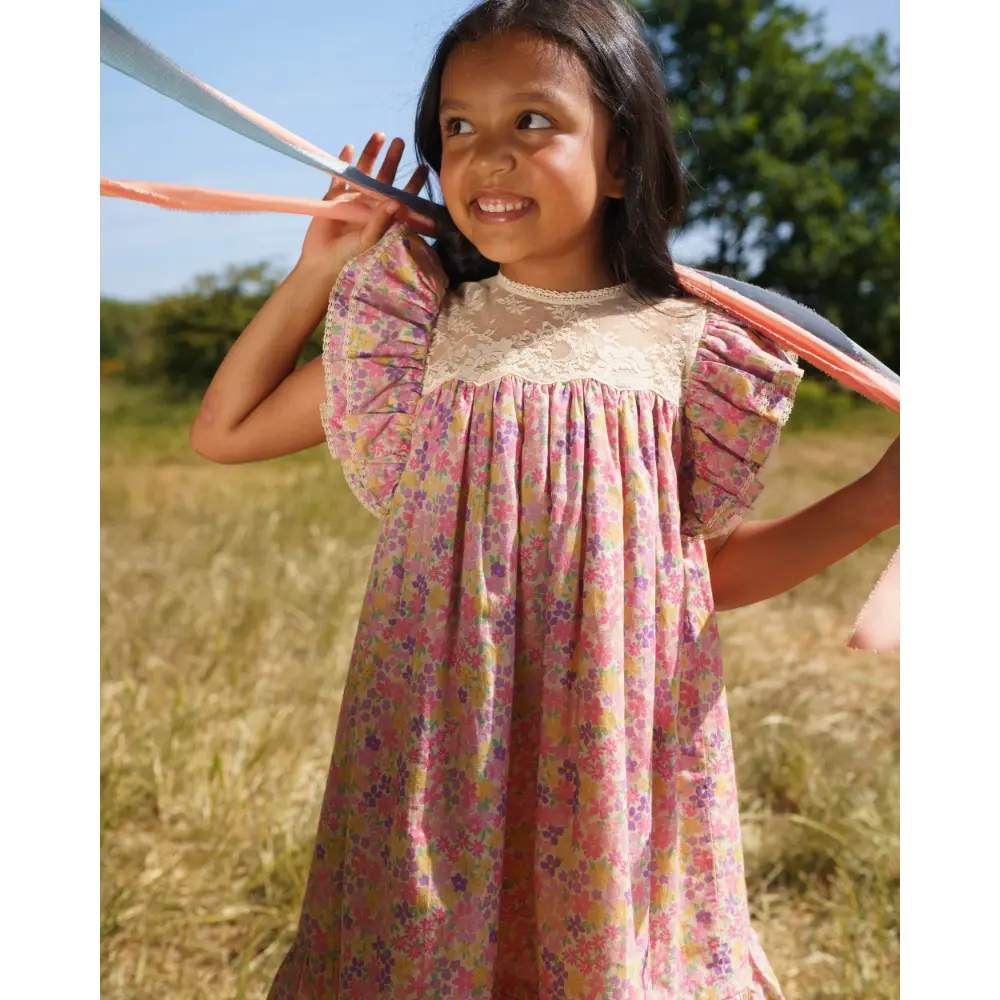 Early Sunday Sita Dress - Emma Floral Purple Print