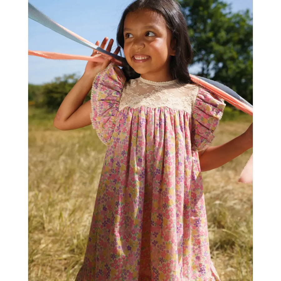 Early Sunday Sita Dress - Emma Floral Purple Print