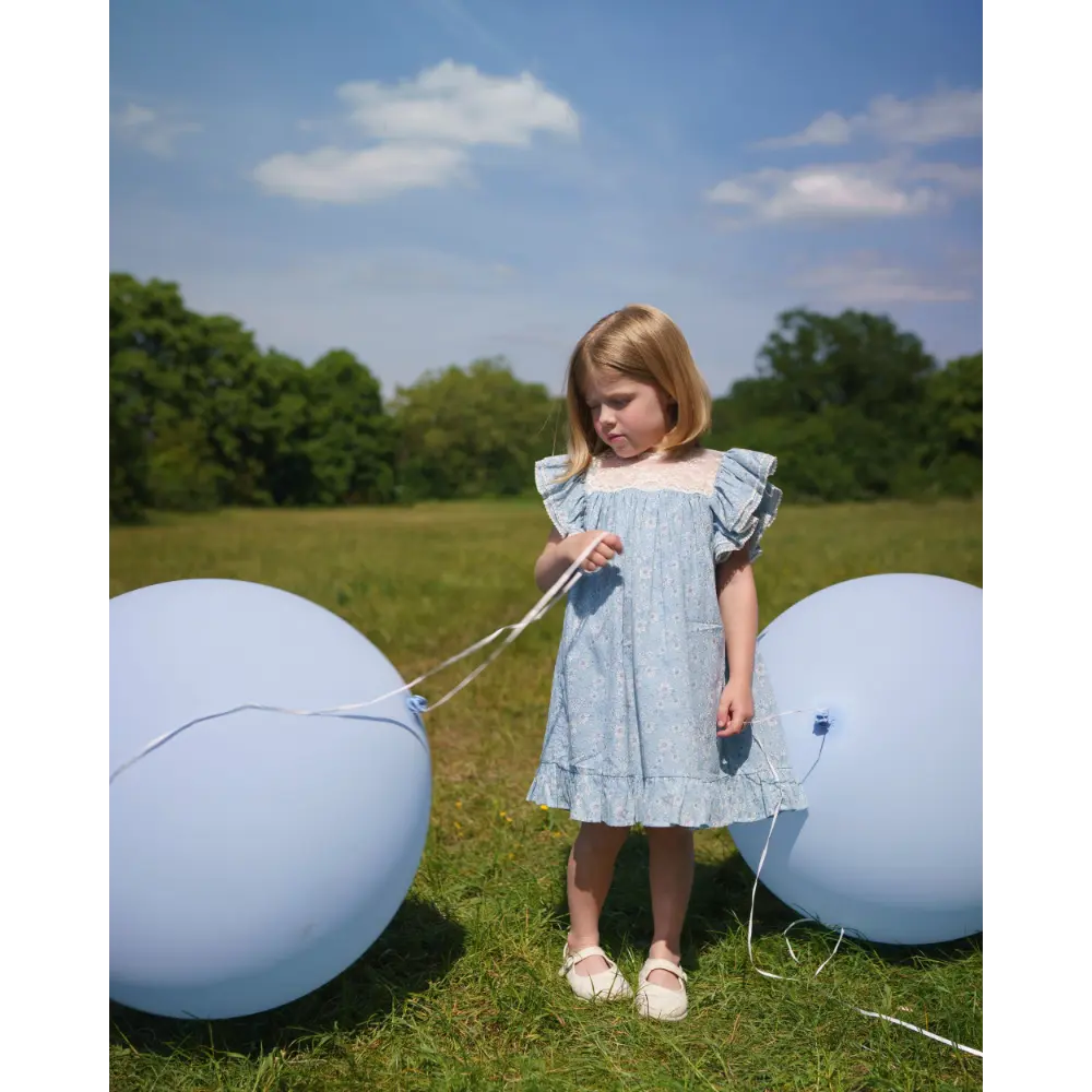 Early Sunday Sita Dress - Tonal Floral Blue Print