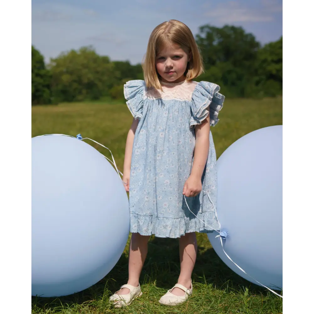 Early Sunday Sita Dress - Tonal Floral Blue Print